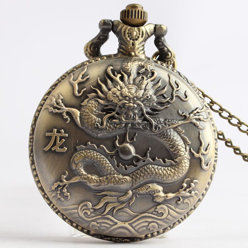 Estilo chino retro de bronce gran reloj de bolsillo turístico lugar escénico recuerdo vintage colgante reloj regalo reloj al por mayor