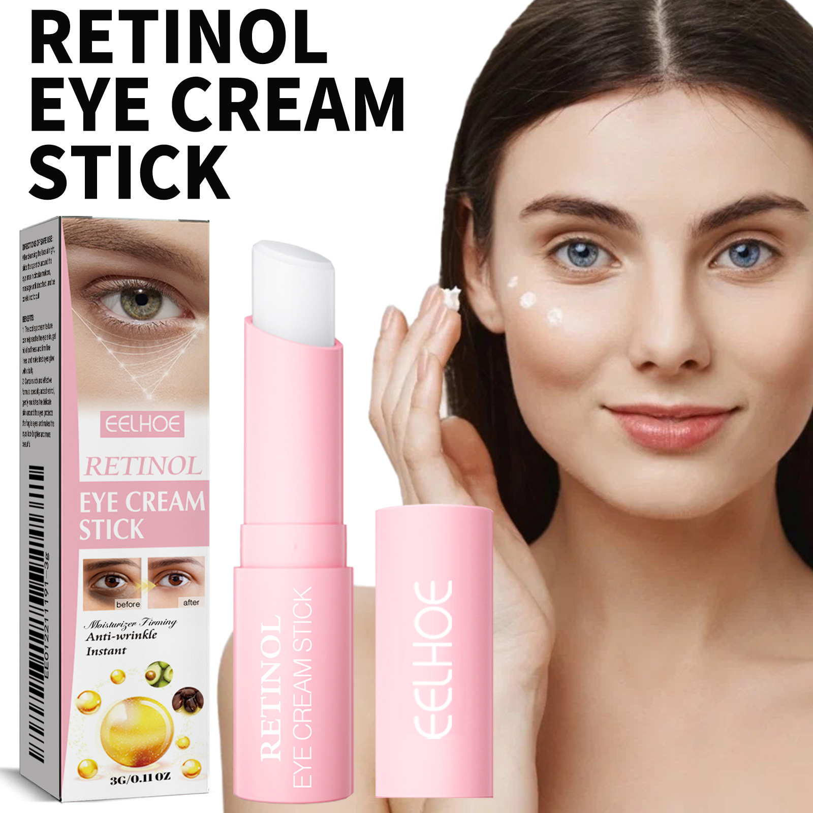 Eelhoe Retinol Eye Cream Stick Improves Fine Lines, Crow's Feet, Dark Circles, Moisturizes and Tightens Eye Skin