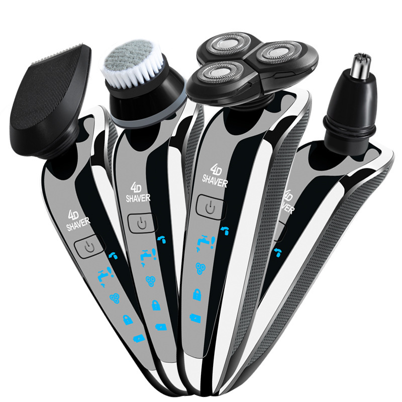 4D浮動三刀頭電動剃鬚刀跨境男士全身水洗刮鬍刀充電式廠家批發