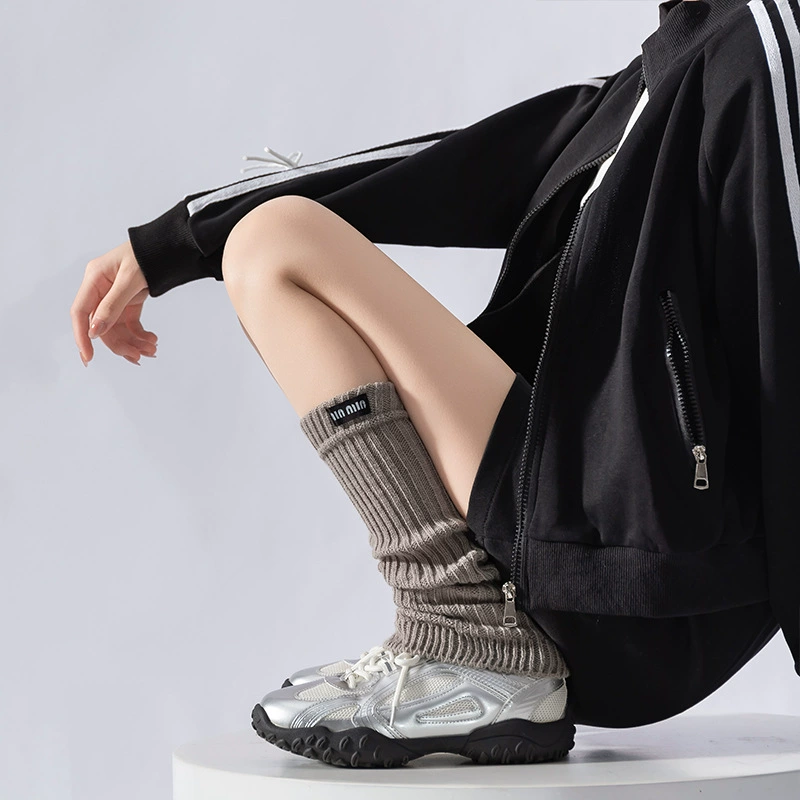 Women’s Miu Ribbed Calf Socks, Long Slouchy Style for Spring–Autumn, One Size