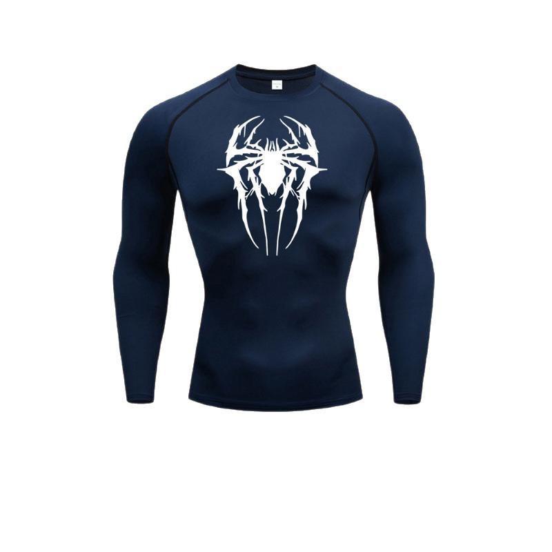 Men's Muscle Training Sports Long Sleeve T-Shirt Quick Drying Casual Printed Top_voghion.com