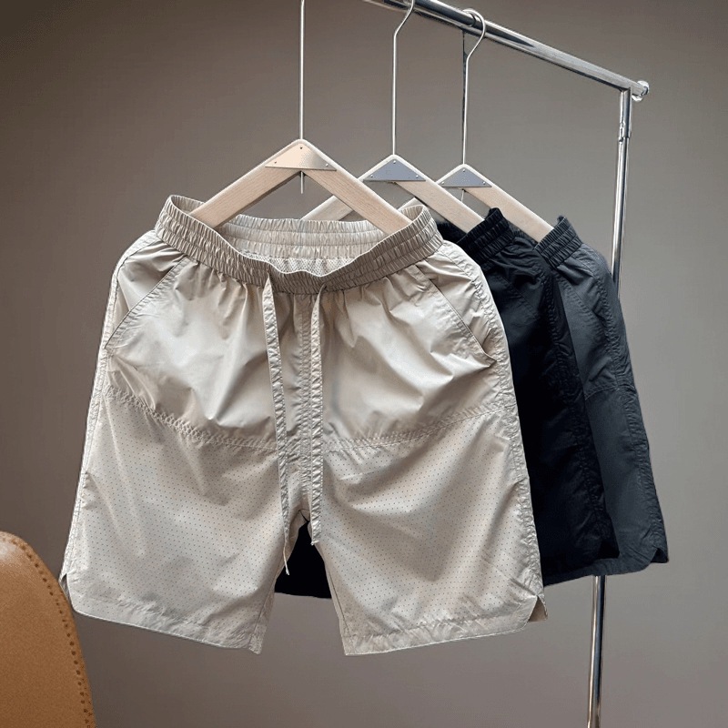 여름 새로운 스타일 속건성 느슨한 캐주얼 유행 얇은 천공 남성 스포츠 패션 통기성 겉옷 반바지 편안한