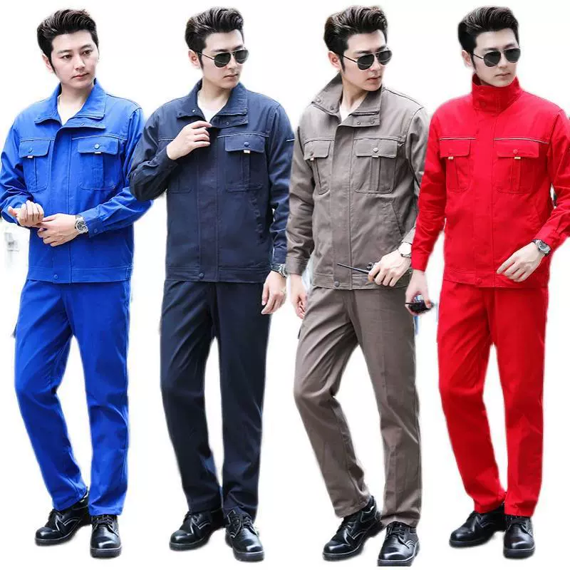 Рабочая одежда для сварки из чистого хлопка, мужской костюм с воротником-стойкой, весенне-осенняя утолщенная износостойкая хлопковая одежда для заводской мастерской, защитная одежда