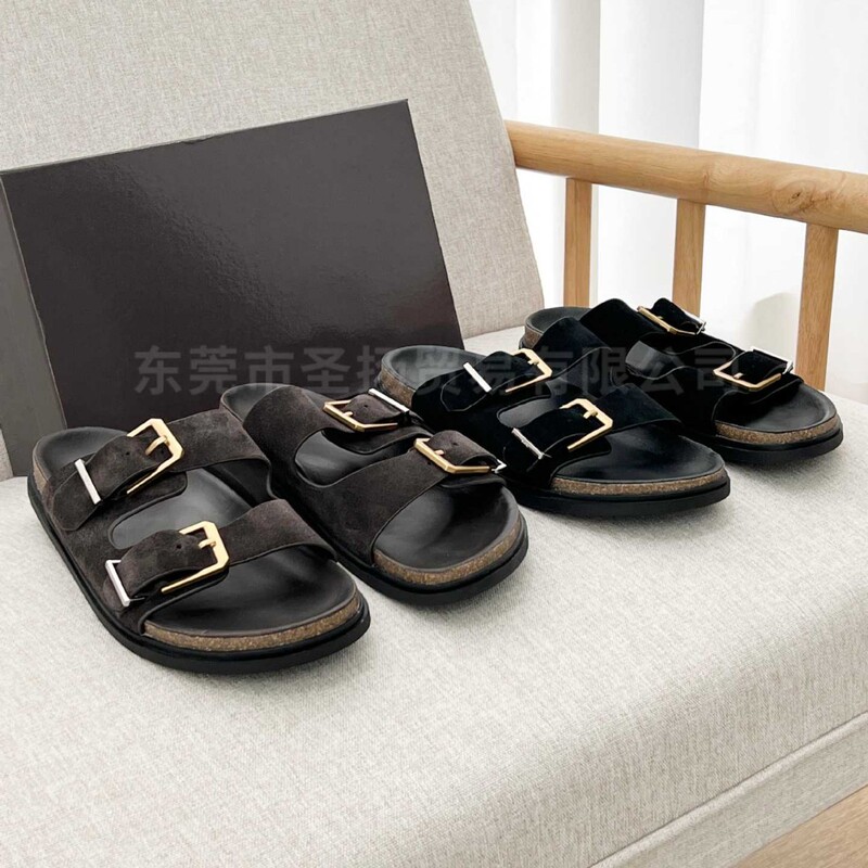 Niche Row Old Money Style Birkenstock Slippers, Genuine Leather Suede Thick-Soled Birkenstock Sandals, Flat Beach Shoes for Women Niche Row Old Money Style Birkenstock Slippers, Genuine Leather Suede Thick-Soled Birkenstock Sandals, Flat Beach Shoes for Women