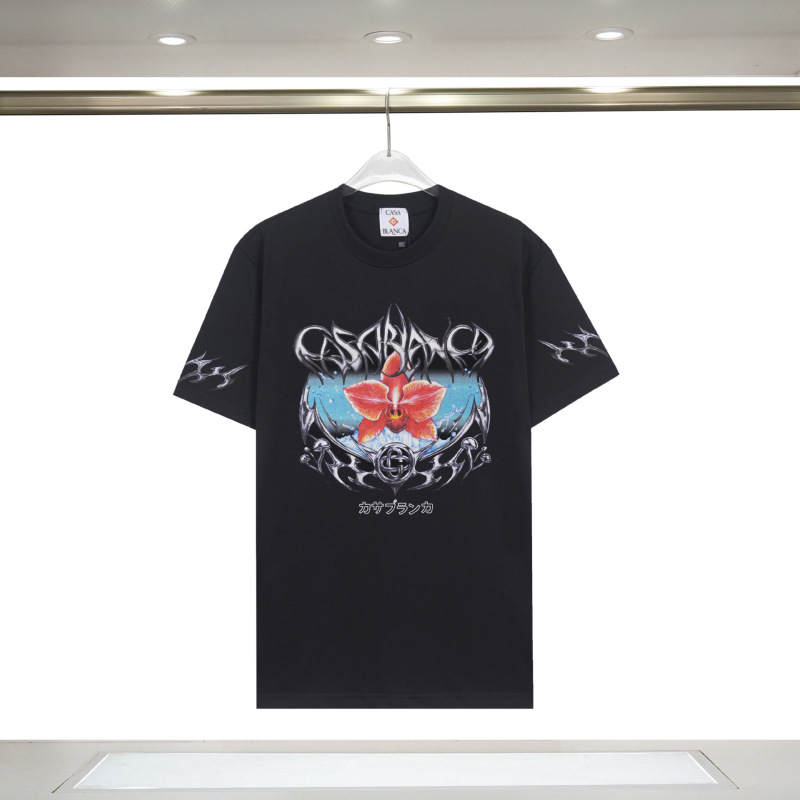 メンズ半袖 260g カサブランカ半袖 2025 春夏新作 カラープリント CASA ピュアコットン半袖|undefined