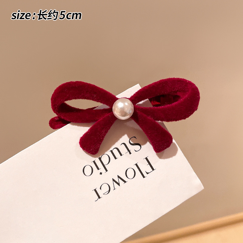 X1-052 red bow pearl side clip
