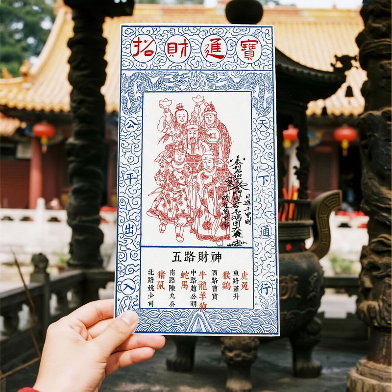 道家道观招财进宝文创小礼品钱母卡片赵公明财神五路财神手机贴纸|undefined