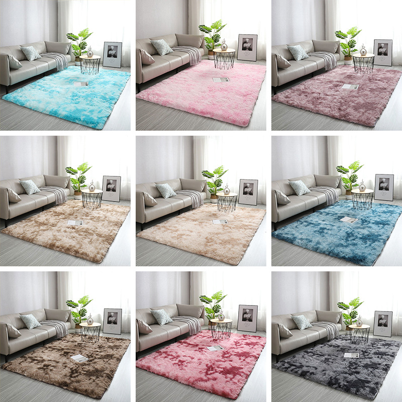 Cross-border Nordic thick solid color gradient bed edge rug, household living room bedroom coffee table balcony rug mat wholesale