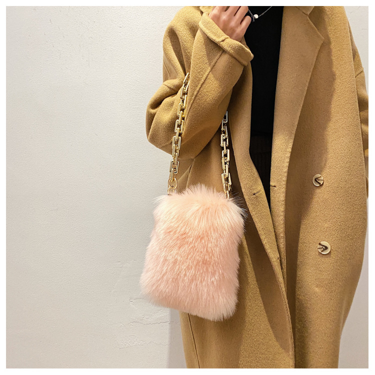 Korean plush solid color cute bag 2021 autumn and winter chain one shoulder underarm bagpicture7