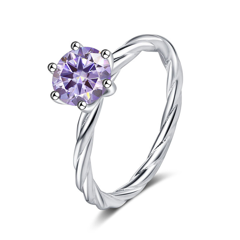 Torsión de pared torcida S925 anillo de plata para mujeres de oro pt950 un quilate D color mosaicita con certificado de prueba de lápiz de diamante