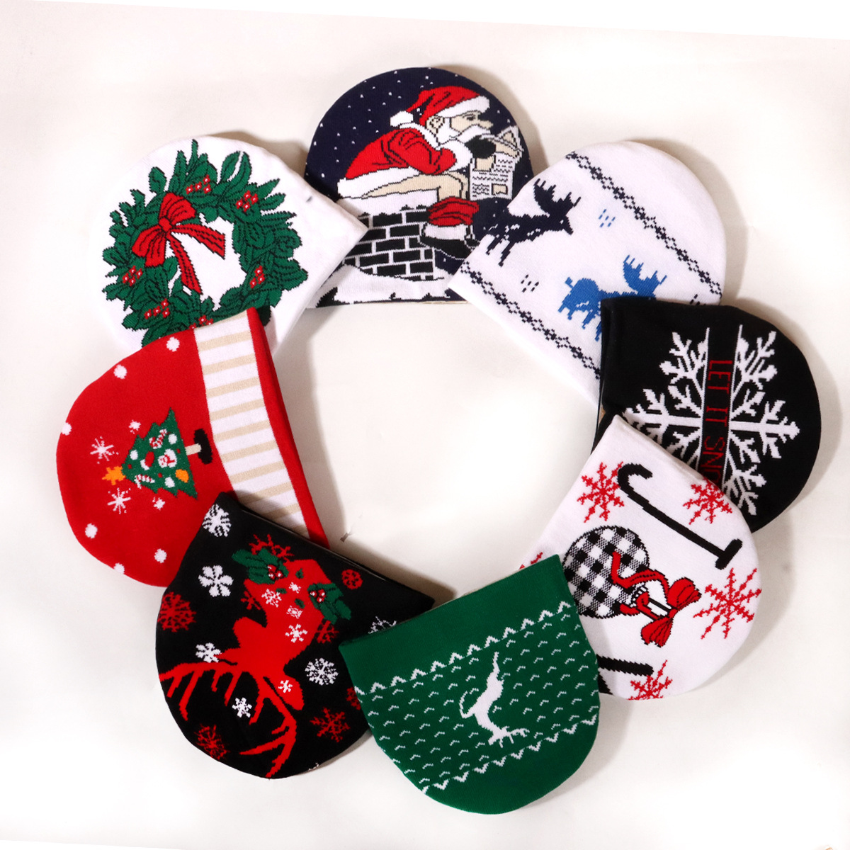 Nuovo cappello di Natale invernale autunno-inverno versatile semplice e dritto lavorato a maglia jacquard per uomo e donna_voghion.com