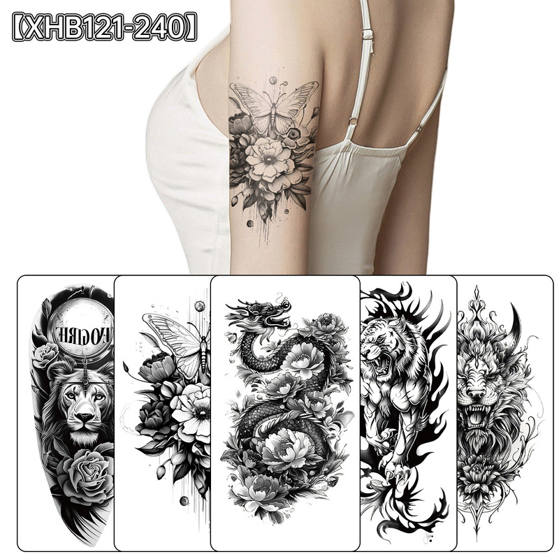 New Colorful Tattoo Stickers, Waterproof and Sweat-Proof, Long-Lasting and Environmentally Friendly, Temporary Tattoo Half Arm Big Rose Popular Ins Style