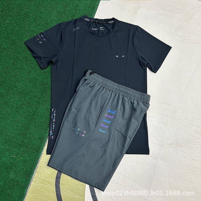 Hombres nuevos al por mayor deportes de secado rápido transpirables de manga corta camiseta de entrenamiento de hielo suelta chaqueta casual fitness