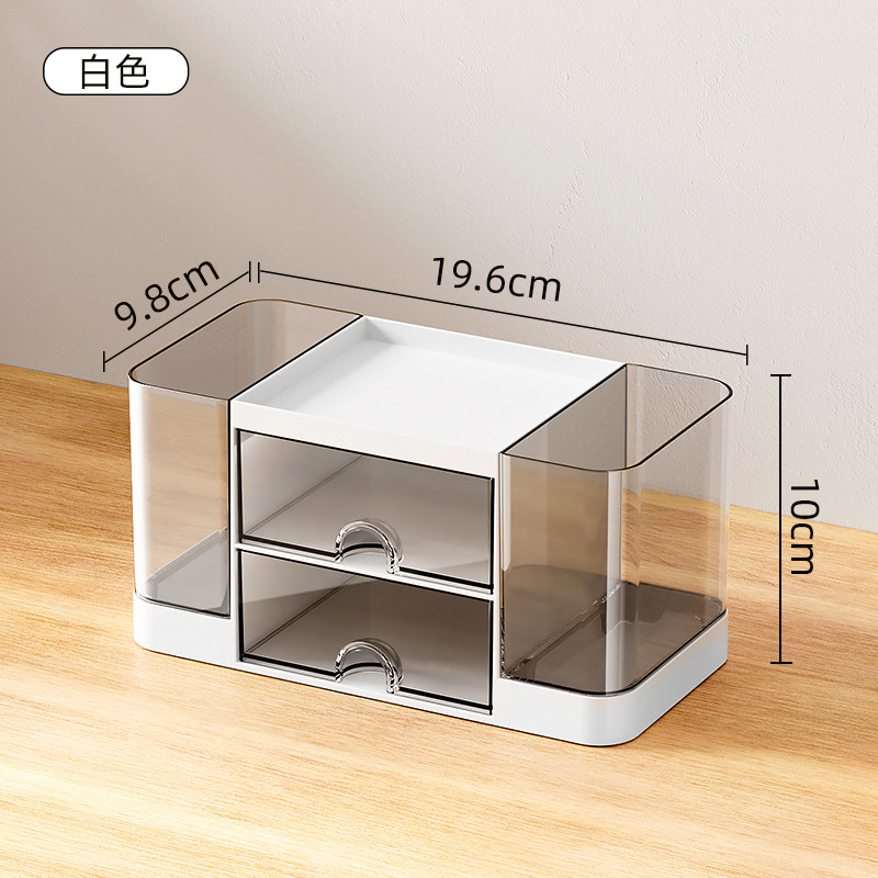 Caja de cajón transparente de la Mesa de plástico, caja de almacenamiento de papelería estudiantil, caja de acabado, Mesa de maquillaje, productos para el cuidado de la piel, caja de acabado