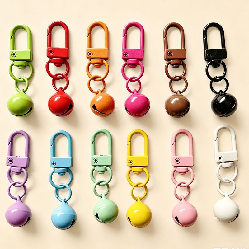 Colorful painted door buckle with bell, keychain, handmade beaded DIY accessory, decoration for dolls, bag charms, and pendants Colorful painted door buckle with bell, keychain, handmade beaded DIY accessory, decoration for dolls, bag charms, and pendants