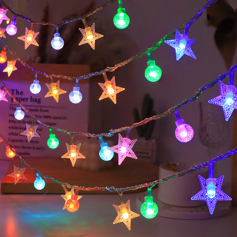 LED al aire libre acampamiento estrella luz de atmósfera pequeña bola dormitorio decoración roja de navidad pequeña luz de color