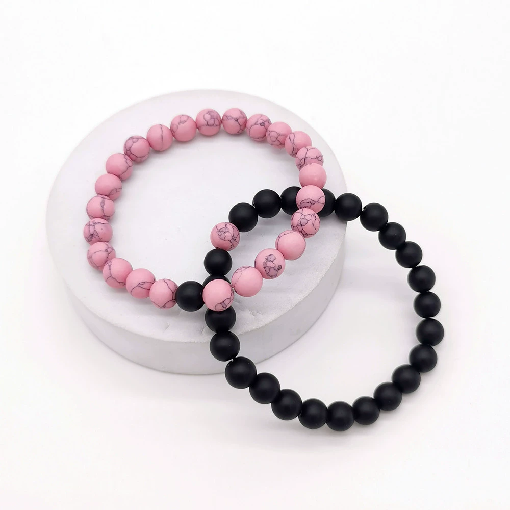 Matte turquoise accessory, fuchsia set, beaded bracelet, bead bracelet, Amazon, for beloved, European style