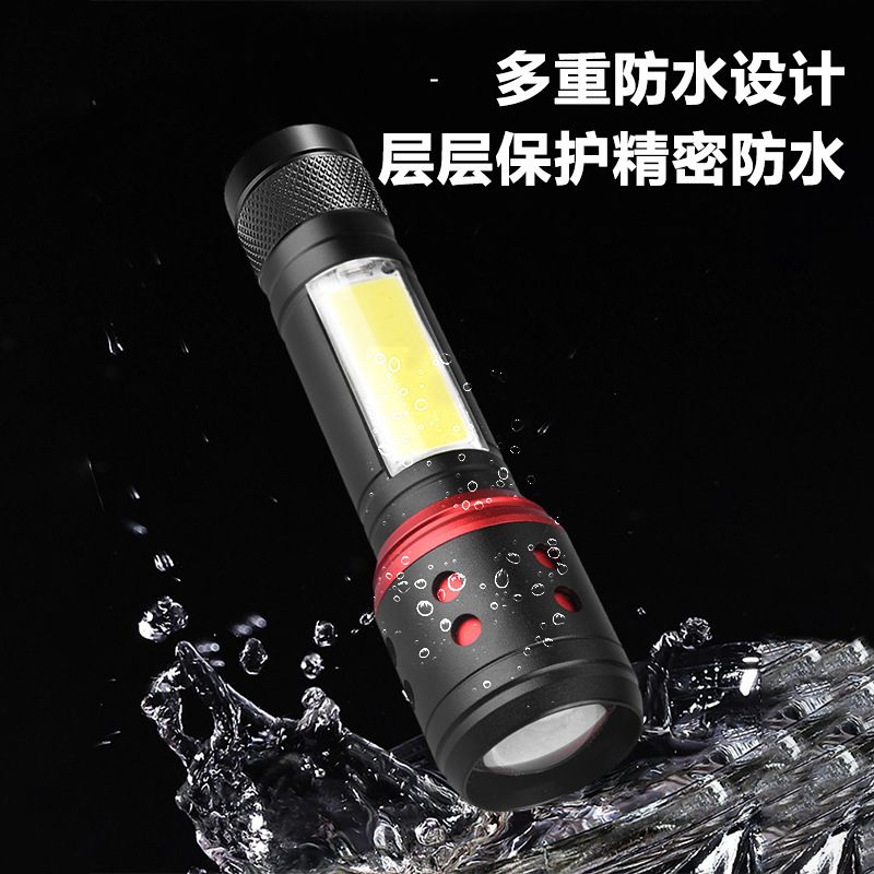 USB recargable linterna de aleación de aluminio iluminación de emergencia al aire libre nuevo LED fuerte zoom de luz fuerte proyector remoto