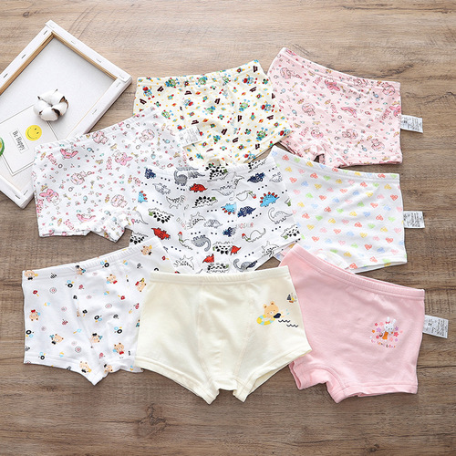 Distribution and distribution of four-season hygienic bottoming, sweat-absorbent, breathable and comfortable, ammonia cotton elastic flat underwear for boys and girls, boxer briefs