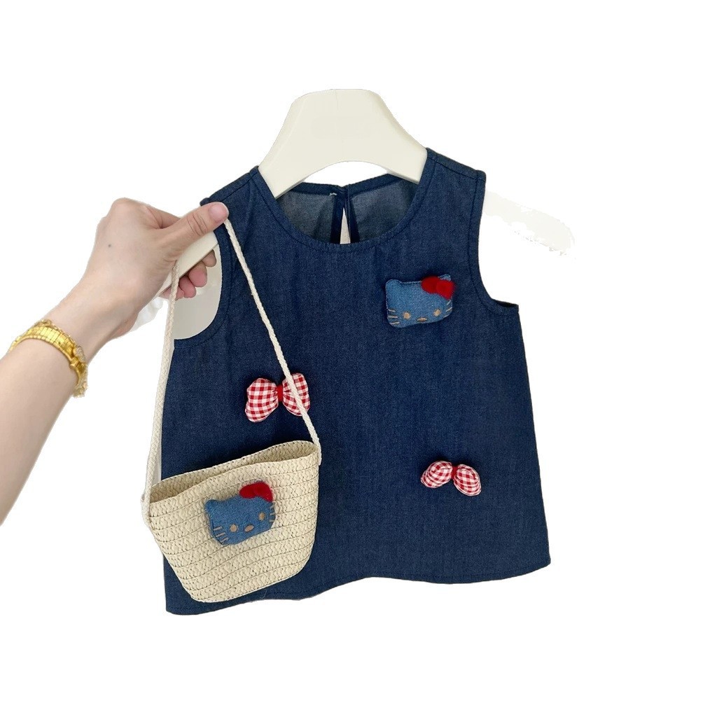 [Xianning Seven] Niñas verano nuevo estilo chaleco de mezclilla falda moda estilo occidental falda casual vestido de princesa marea