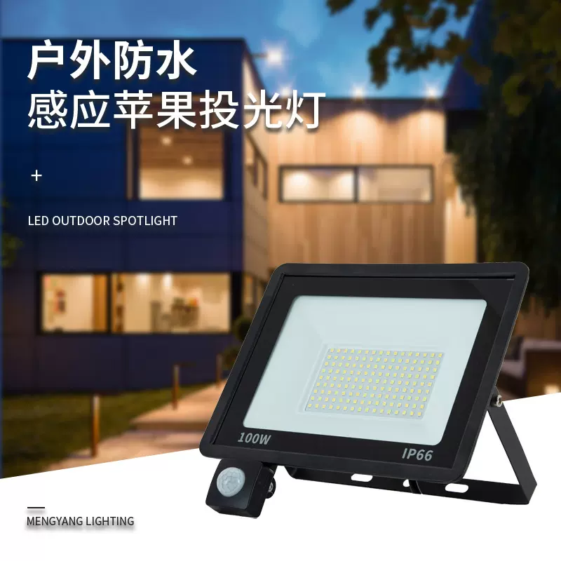led感应投光灯小苹果投光灯户外庭院超薄泛光灯广告广场照明灯