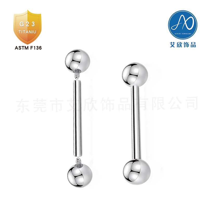 F136 puncture tongue nail round ball straight rod ear bridge G23 titanium alloy cross-border direct eyebrow bone nail ear nail in stock wholesale