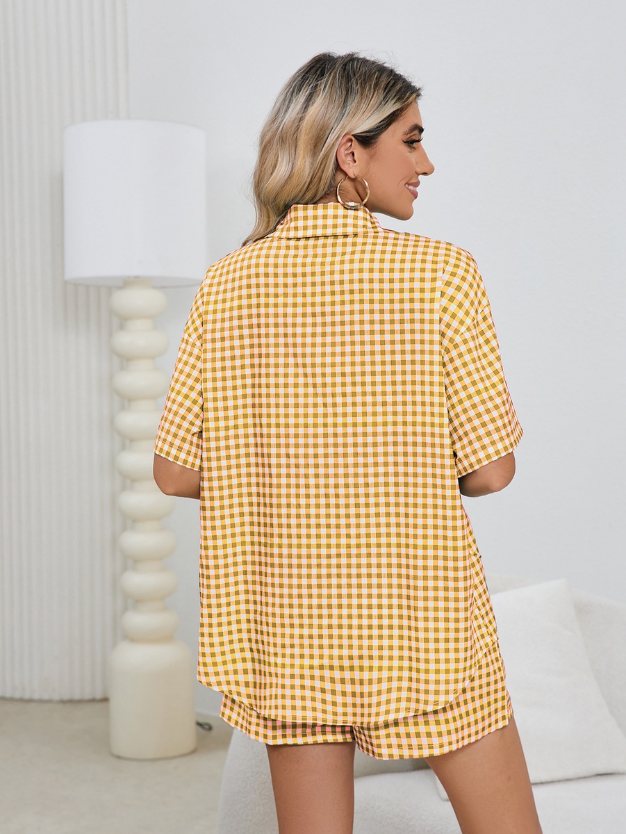 Women Casual Comfortable High Waist Loose Wide Legs Retro Plaid Shorts Checked Shirt Women 18 Women Casual Comfortable High Waist Loose Wide Legs Retro Plaid Shorts Checked Shirt Women