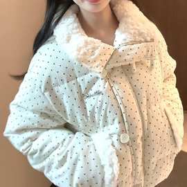 韩系甜美风波点羽绒棉服女时尚宽松保暖外套秋冬保暖学生面包服