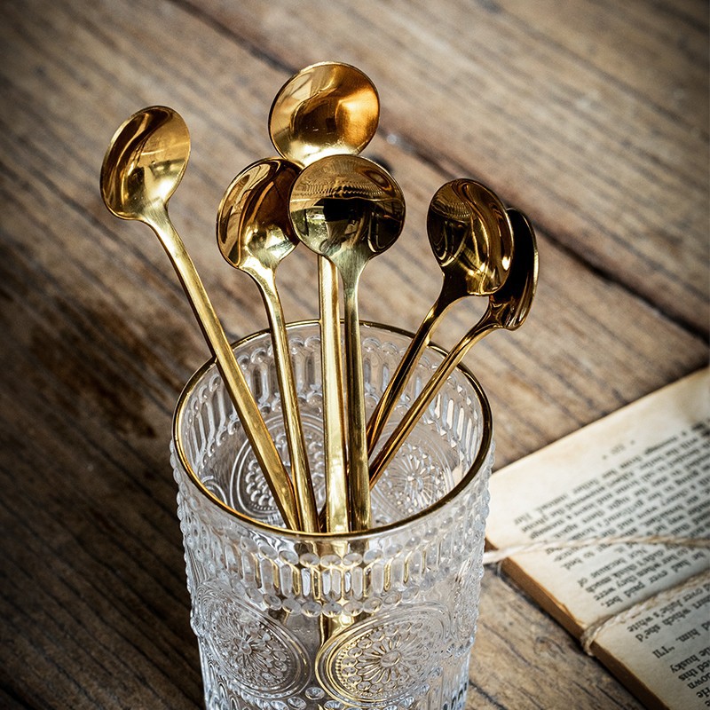 Cuchara de oro, cuchara de café, cuchara de acero inoxidable, cuchara de arroz, cuchara de comida principal, cuchara de arroz, exportación transfronteriza