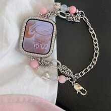 豹头金属感珍珠水晶表带适用苹果iwatch9手表applewatch87654se代