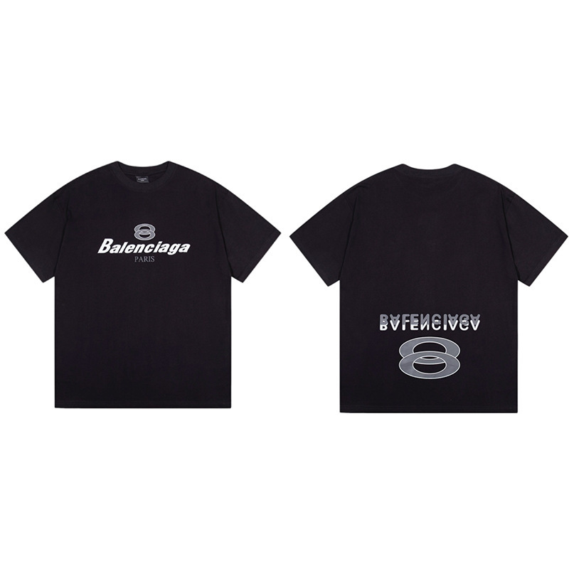パリハイバージョンBファミリーTシャツ25s春夏新作ヘビーコットンラウンドネック半袖Tカジュアル万能男女同型|undefined
