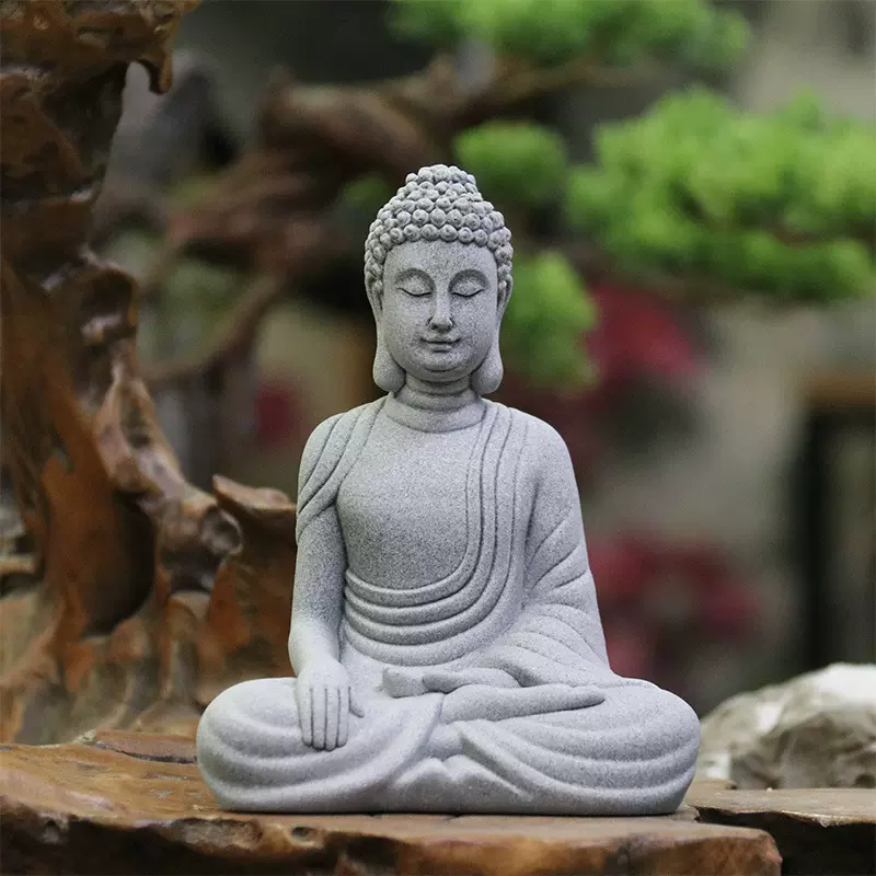 客厅玄关店铺禅意佛摆设阳台盆景装饰中式室内微景观造景佛像摆件