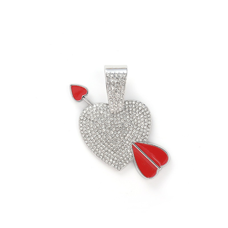 Joyería Simple Una Flecha Corazón Piercing Colgante Collar Decoración Aceite Amor Hip Hop Irregular Versátil Cadena Cubana_voghion.com