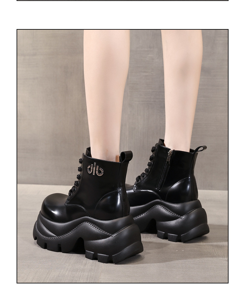 Boot nữ cổ cao đế dày platform 9cm, phong cách martin — màu đen chi tiết 11