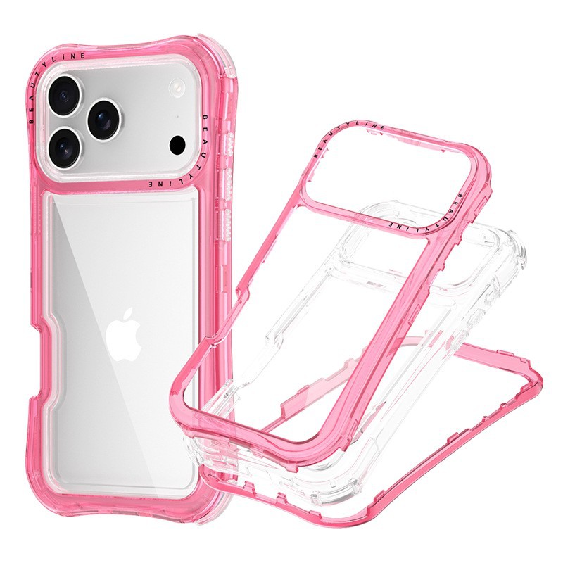 Aplicable Apple IP17 / 18 promax cojín de aire de cintura transparente todo incluido caso de teléfono celular resistente a caídas soporte de impresión de serigrafía LOGO