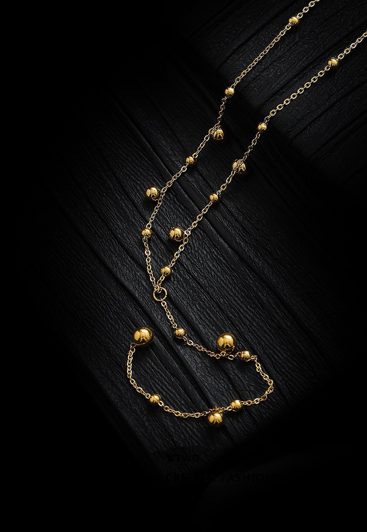 1 Piece Quantity Holiday Occasion Titanium Steel Material Wholesale Simple Style Solid Color Titanium Steel Long Necklace
