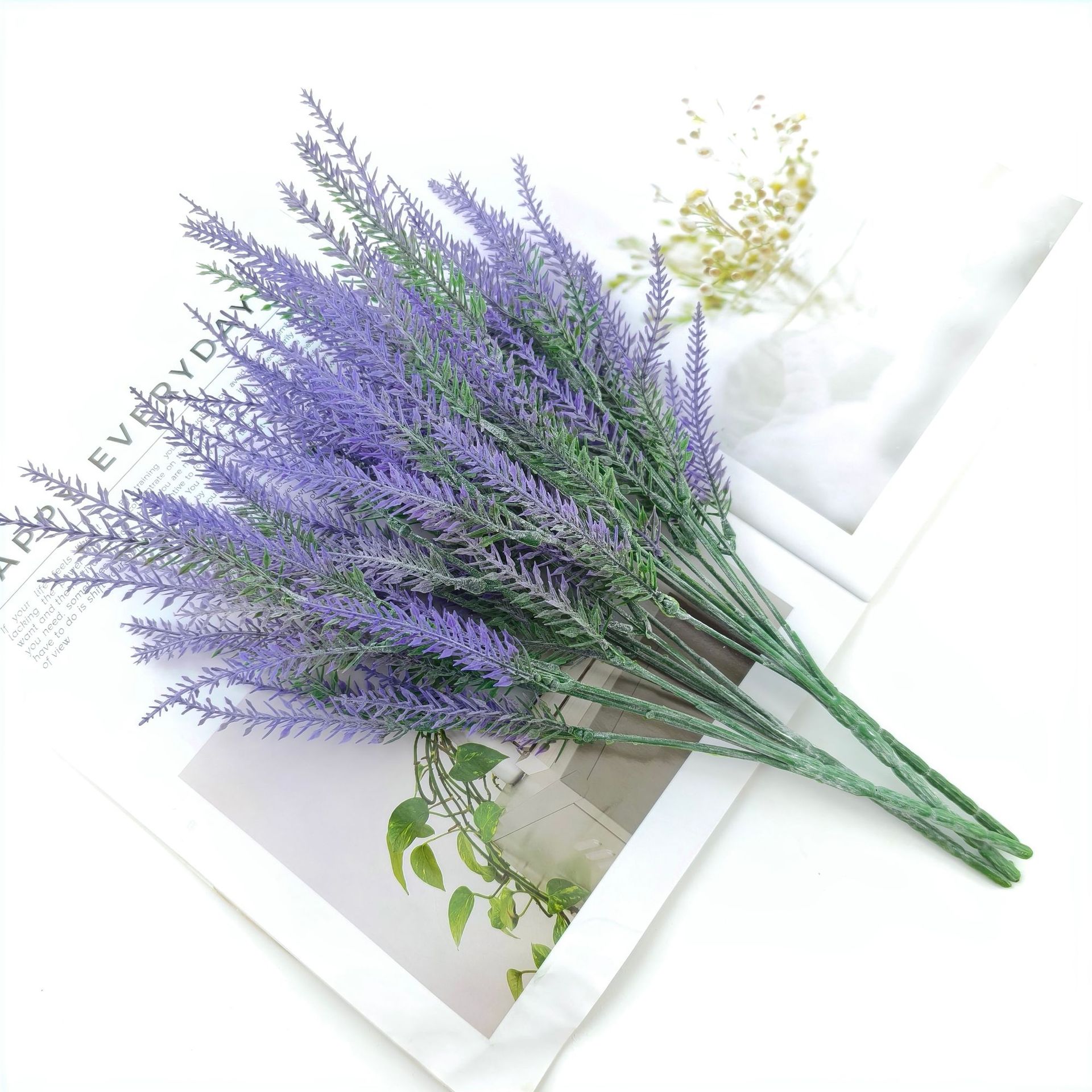 Hair Transplant Wedding Home Purple Lavender 5-Head Artificial Lavender Wholesale Pastoral Style Decorative Flowers