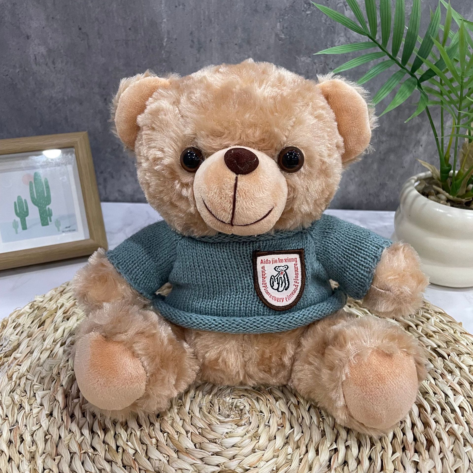 Teddy Bear se puede imprimir LOGO evento de vacaciones muñeca regalo para el hogar adornos de escritorio abrazar juguetes de peluche