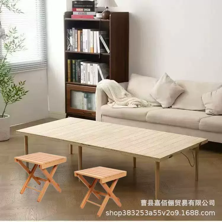 跨境新品木质折叠餐桌户外野餐便携式沙滩桌聚会烧烤实木客厅茶几