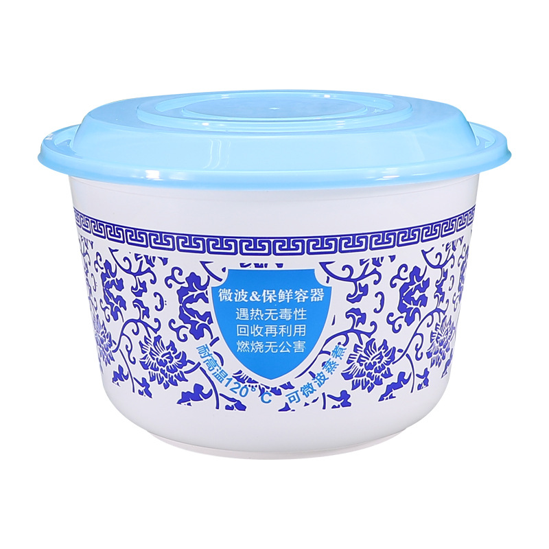 Caja de almuerzo desechable 1750 azul y blanco grande tazón de arroz de plástico caliente engrosada pp comida para llevar caja de embalaje de entrega caja de almuerzo