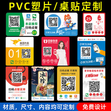 磨砂PVC二维码不干胶桌贴推拉门贴扫码点餐贴美团外卖贴纸标牌