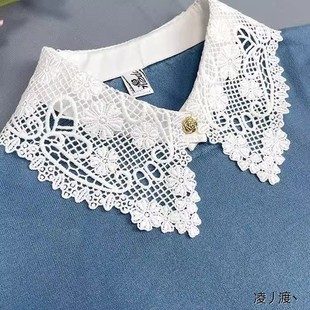 Lace Trim Accessories for Clothing Collar Decoration, Fake Collar for Women, Versatile Summer Anti-Exposure Collar Edge Strips with Water-Soluble Flowers