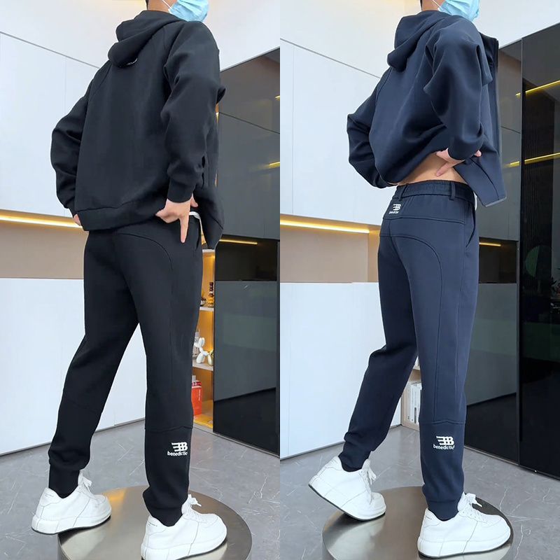 (2개) 가을과 겨울 기모 두꺼운 캐주얼 스포츠 세트 남성 후드 재킷 패션 슬림핏 스웨트 셔츠 투피스 세트
