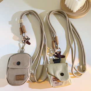 British Style Travel FAM Brown Coin Purse Pendant Mobile Phone Lanyard Crossover Strap Side Chain for Going Out Universal
