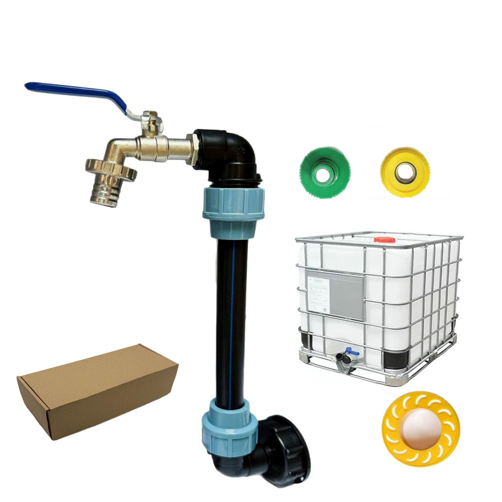 Эксклюзивный трансграничный комплект для увеличения высоты бочки IBC, латунный смеситель, садовый комплект коленчатых соединений из полиэтиленовой трубы.
