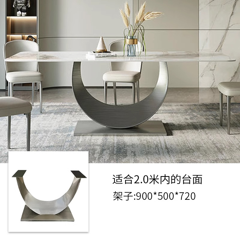 Mesa de acero inoxidable soporte de piernas de mármol base de lujo ligero marco de soporte de tabla de roca mesa redonda pie de mesa larga isla marco de mesa pie de comedor