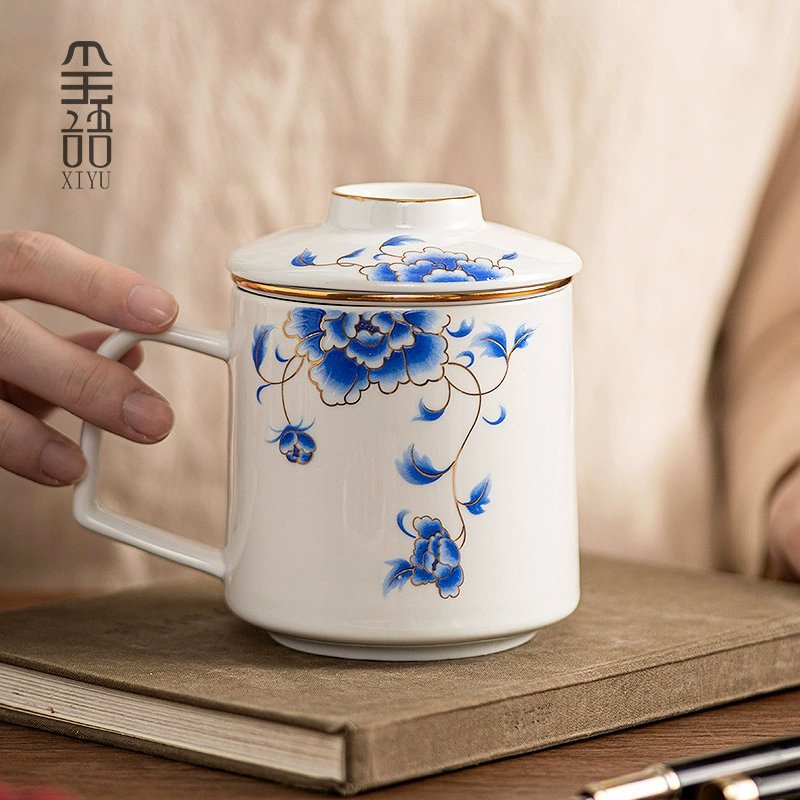 Дехуа белая фарфоровая кружка с крышкой для домашнего использования