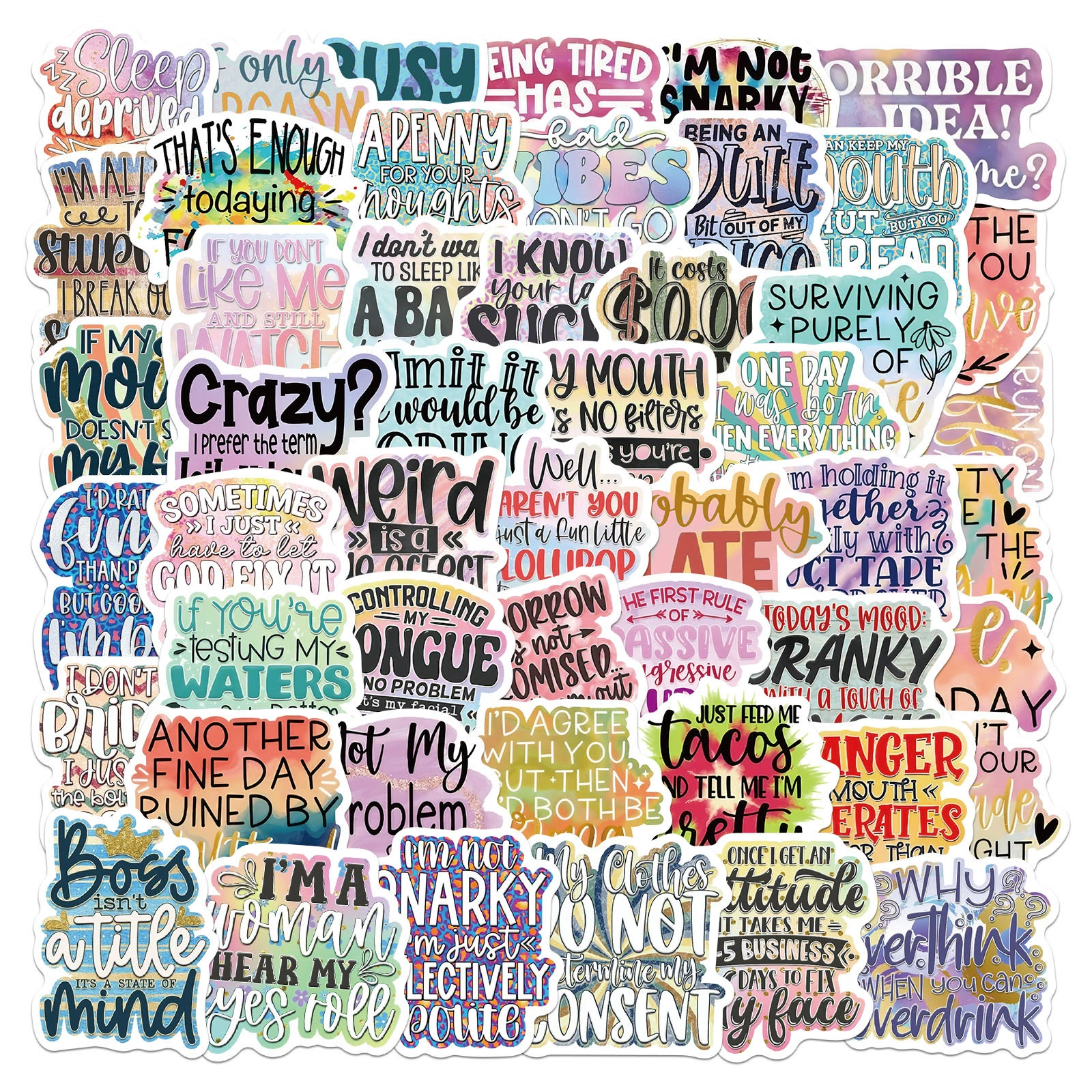 50 трансграничных мультфильмов сатирические цитаты наклейки Sarcastic декоративные наклейки DIY ноутбук чемодан планшет