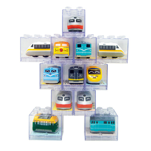 Q cute alloy engineering vehicle high speed rail locomotive toy model pull back car building block box kindergarten small gift