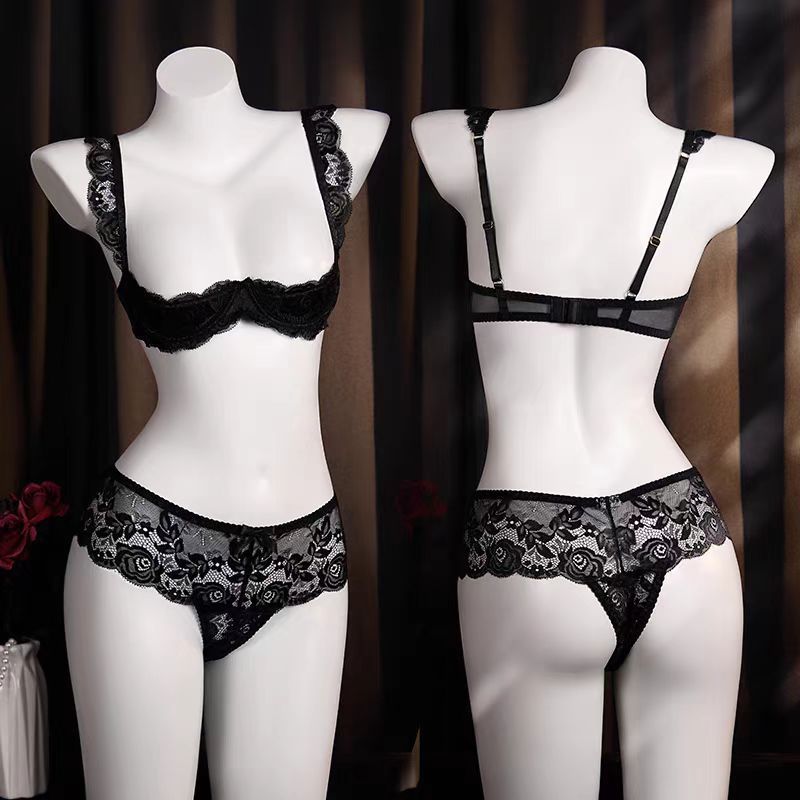 European and American Sexy Lace Mesh Open Crotch Sexy Underwear Sweet Pure Desire Girl Low Waist Briefs